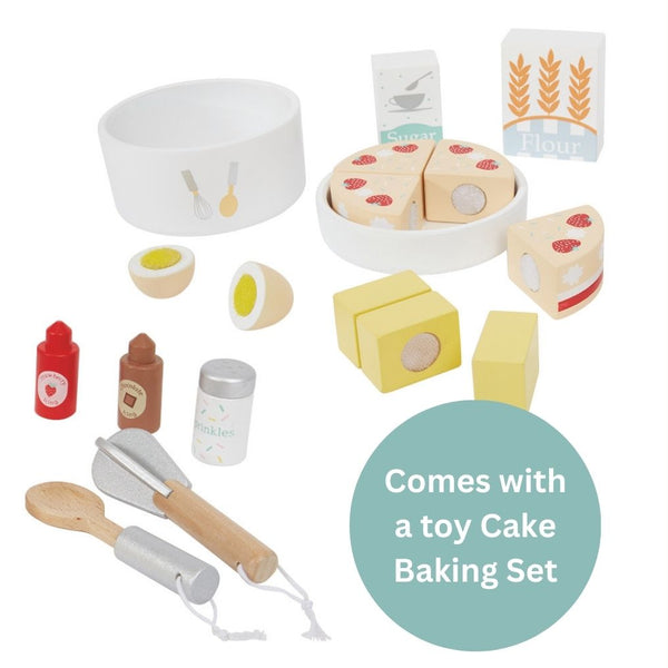 Let's Bake Wooden Play Kitchen Set, Pale Pink	