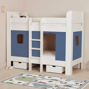 Paddington Bunk Bed, Ocean Blue Curtains - Great Little Trading Co