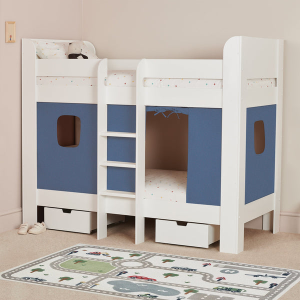 Paddington Bunk Bed, Ocean Blue Curtains - Great Little Trading Co