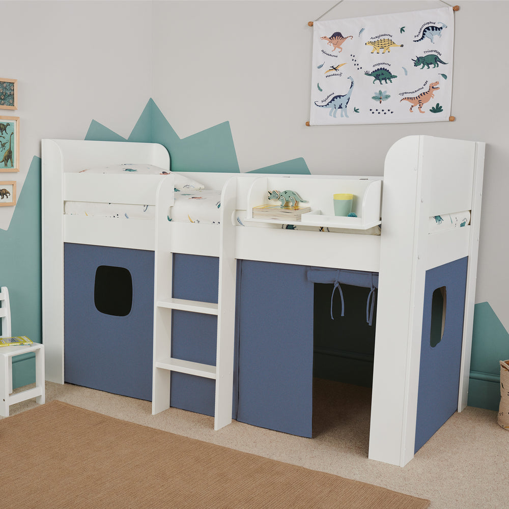 Paddington Mid Sleeper, Ocean Blue Curtains