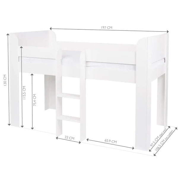 Paddington Mid Sleeper, Chalk Pink Bed Curtains	