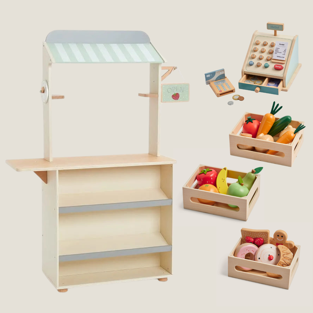 Play Shop with Food Crates and Till Bundle