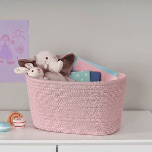 Short Rope Basket, Rose Pink