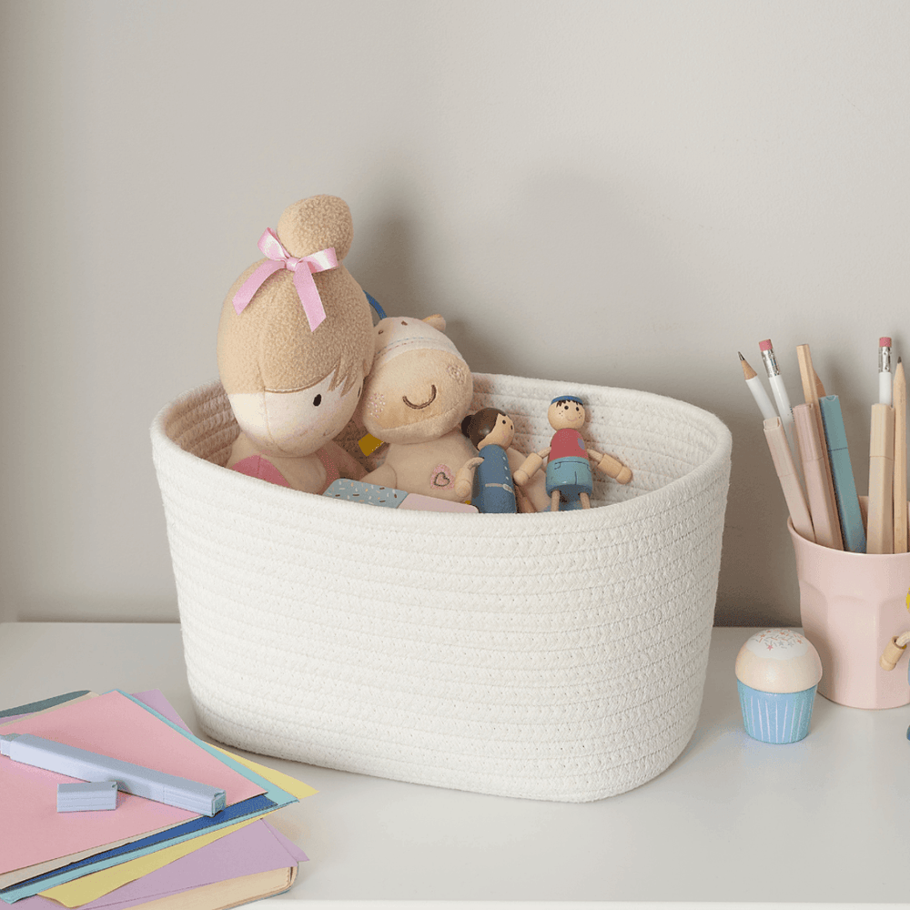 Short Rope Basket, Ivory