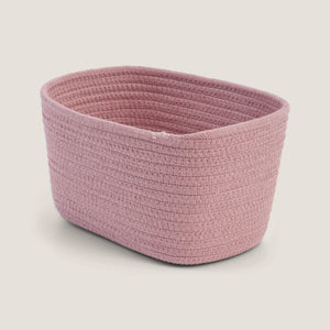 Short Rope Basket, Rose Pink