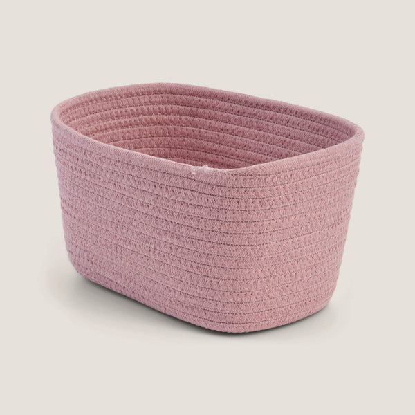 Short Rope Basket, Rose Pink