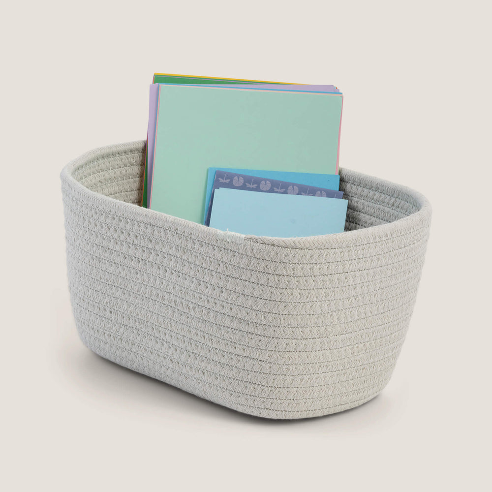 Short Rope Basket, Sage Green