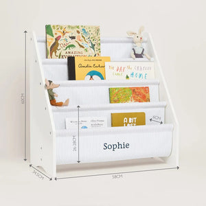 Personalised Sling Bookcase, Fine Blue Stripe