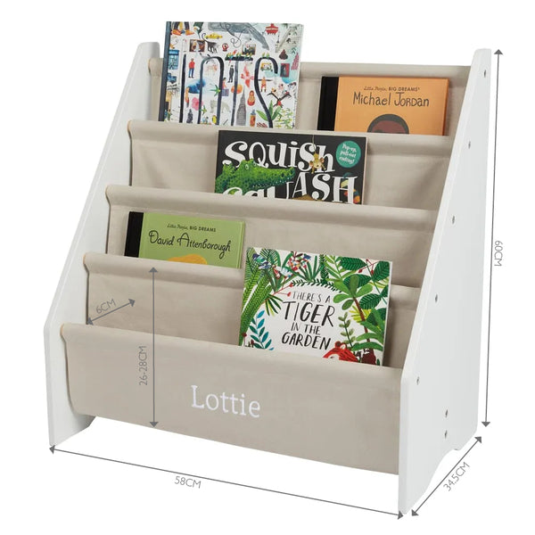 Personalised Sling Fabric Bookcase, Natural
