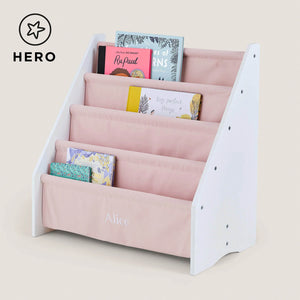 Personalised Sling Bookcase, Chalk Pink