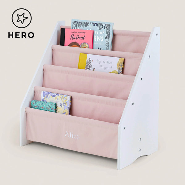Personalised Sling Bookcase, Chalk Pink
