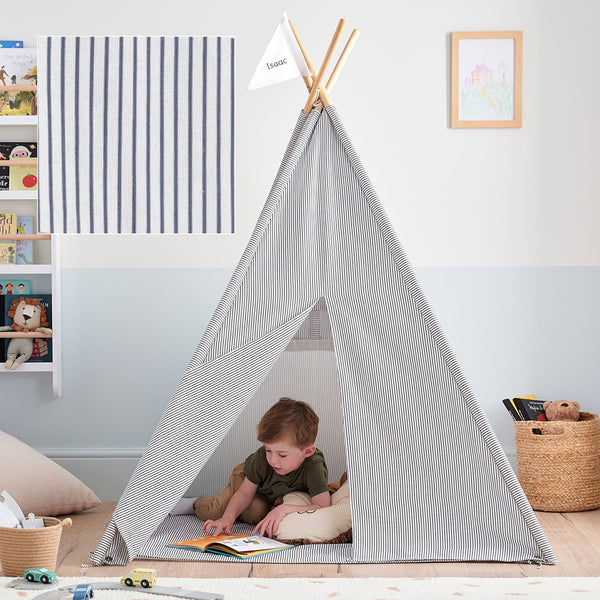 Personalised Play Teepee, Blue Stripe