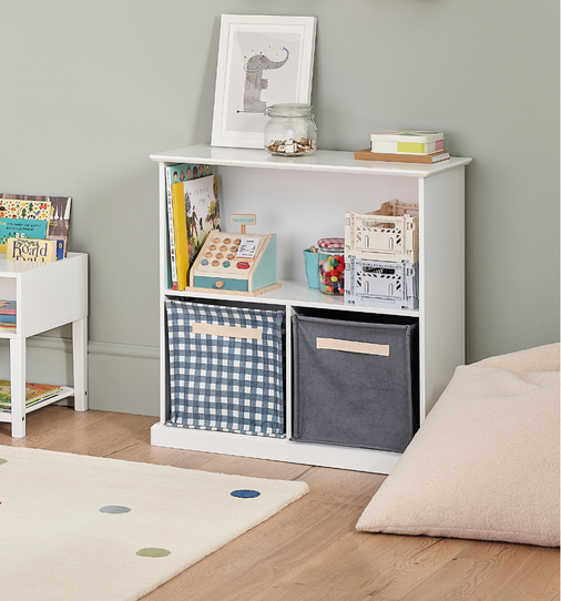 Canvas Storage Cube, Blue Gingham
