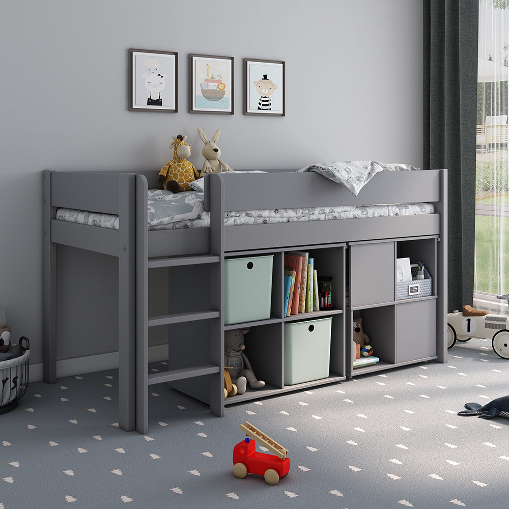 Voyager Mid Sleeper with Desk & Storage, Grey	