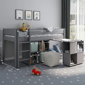 Voyager Mid Sleeper with Desk & Storage, Grey