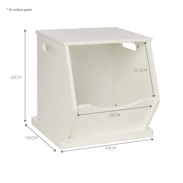 Single Stacking Wooden Toy Storage Trunk, Bright White