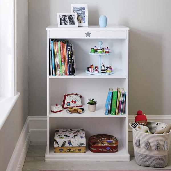 Star Bright Wooden Bookcase, White	