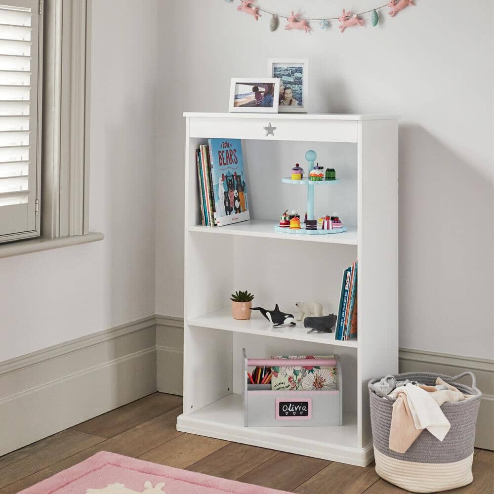 Star Bright Wooden Bookcase, White	