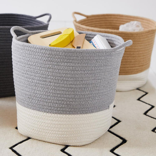 Rope Storage Basket, Ivory & Grey	