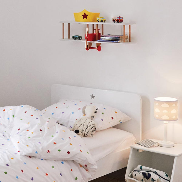 Floating Wooden Bi-Plane Shelf in Red & White	