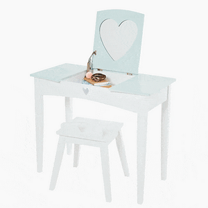 Sweetheart Dressing Table & Stool Set, Aqua Polka Dot