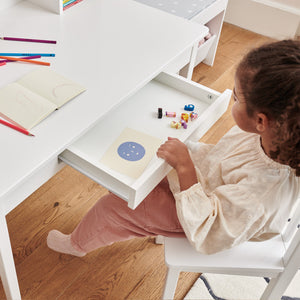 Junior Study Desk with Shelves & Drawers, White