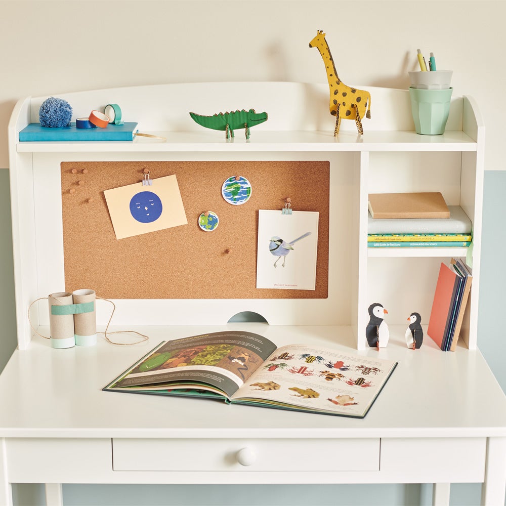 Tall Whittington Desk with Shelves, White
