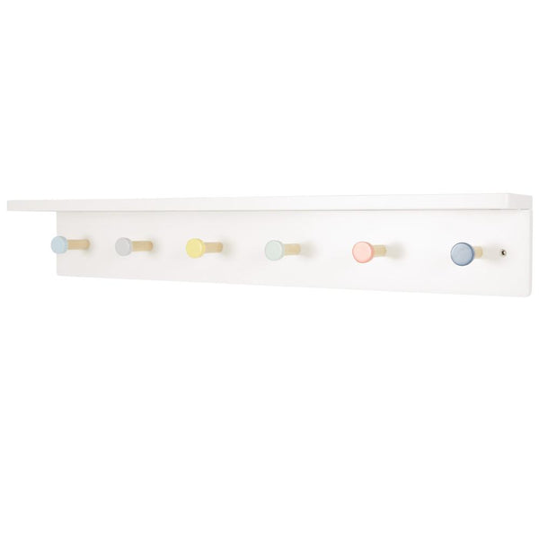 Wooden Peg Rail & Shelf, Colour Pop	