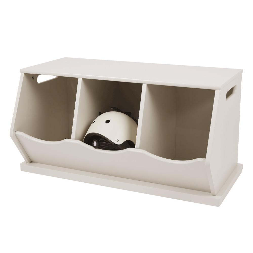 Triple Stacking Wooden Toy Storage Trunk, Oatmeal	