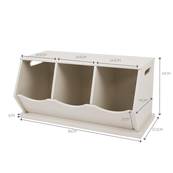 Triple Stacking Wooden Toy Storage Trunk, Oatmeal	