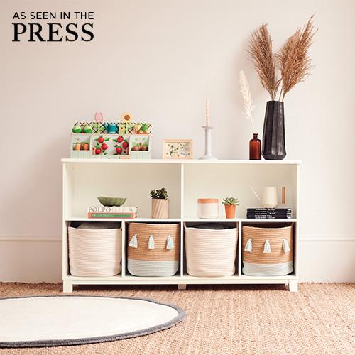 Blake Long Storage Shelf Unit, Oatmeal	