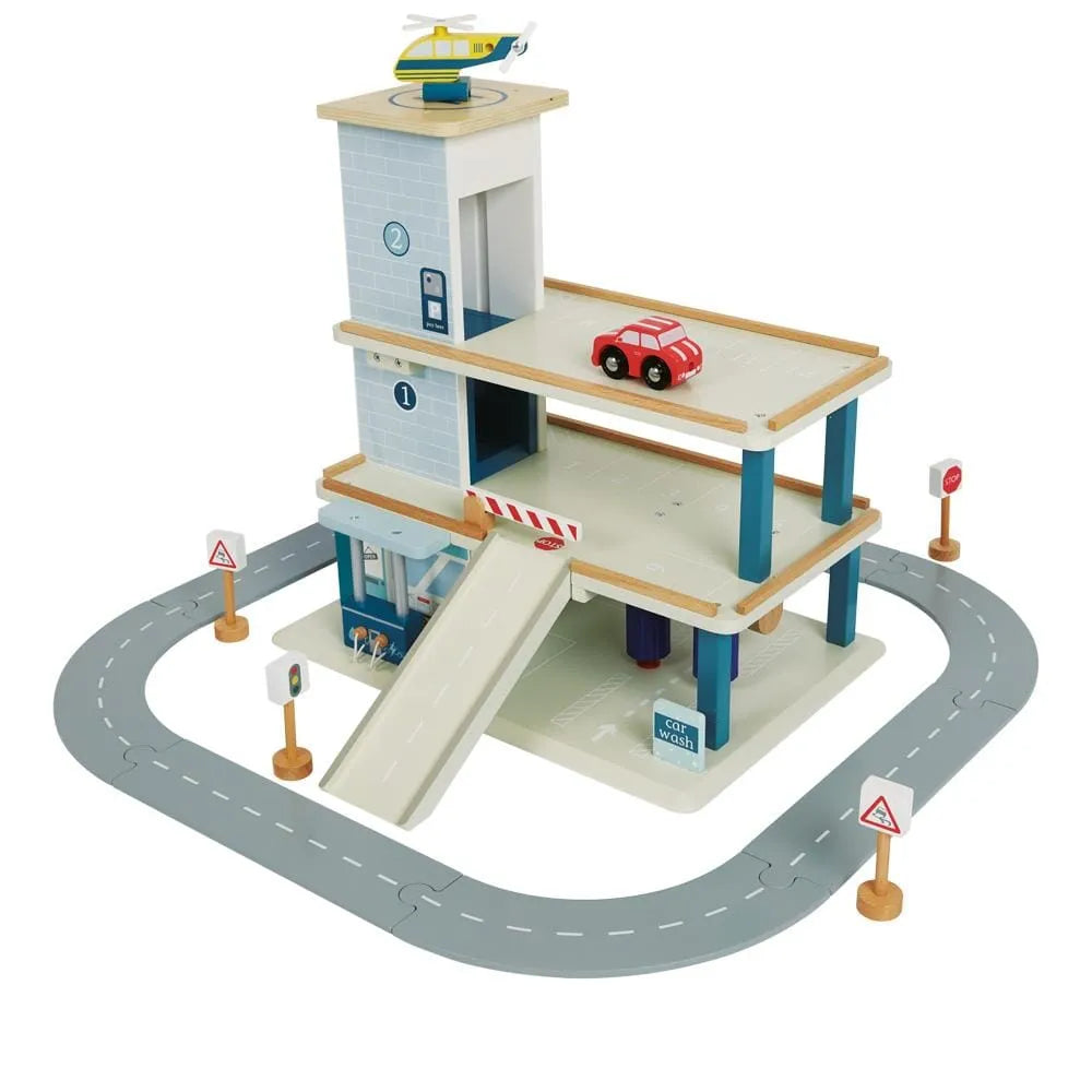 Wooden Toy Garage with Track	