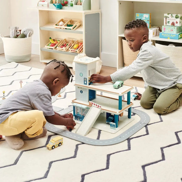 Wooden Toy Garage with Track	