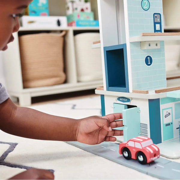 Wooden Toy Garage with Track