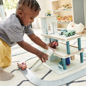 Wooden Toy Garage with Track