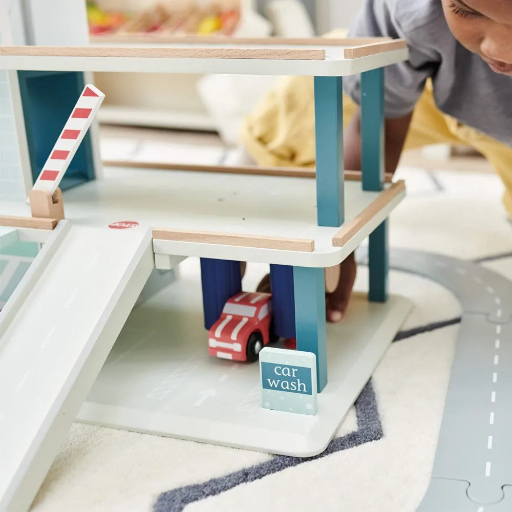 Wooden Toy Garage with Track
