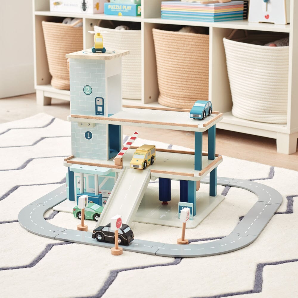 Wooden Toy Garage with Track