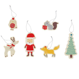 Wooden Christmas Decorations (Set of 6)