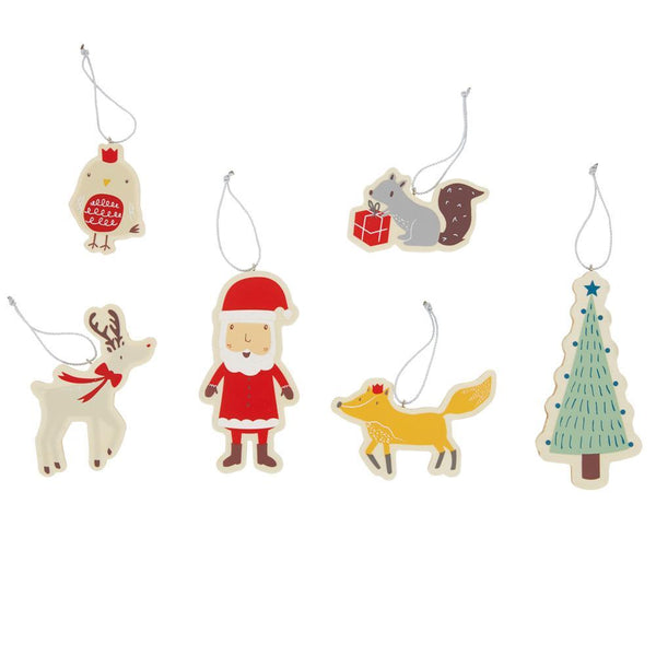 Wooden Christmas Decorations (Set of 6)