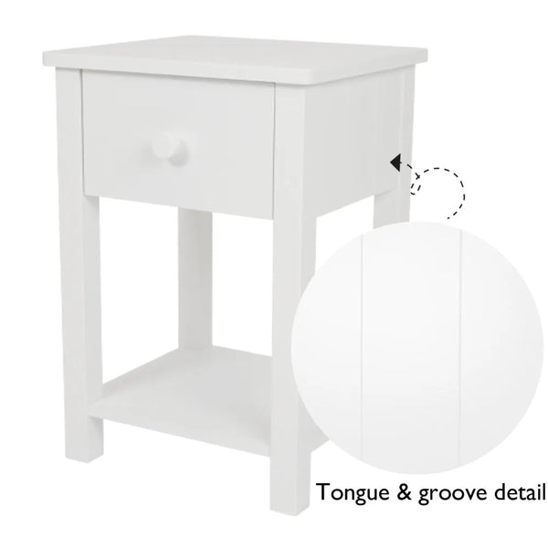 Lulworth Bedside Table, White