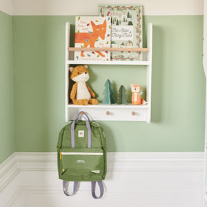 Book shelf with coat hooks