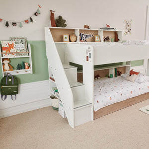 Bedroom with display wall shelf