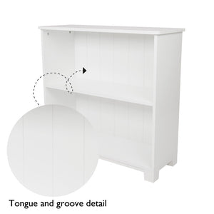 Low bookcase with tongue and groove detail