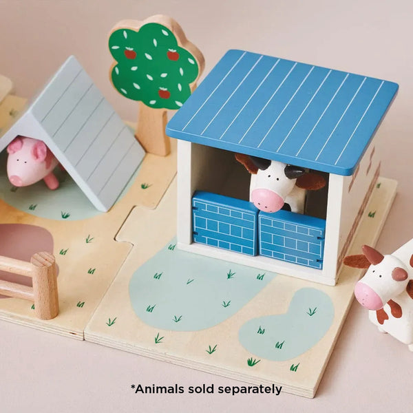 Play & Store Wooden Toy Farm