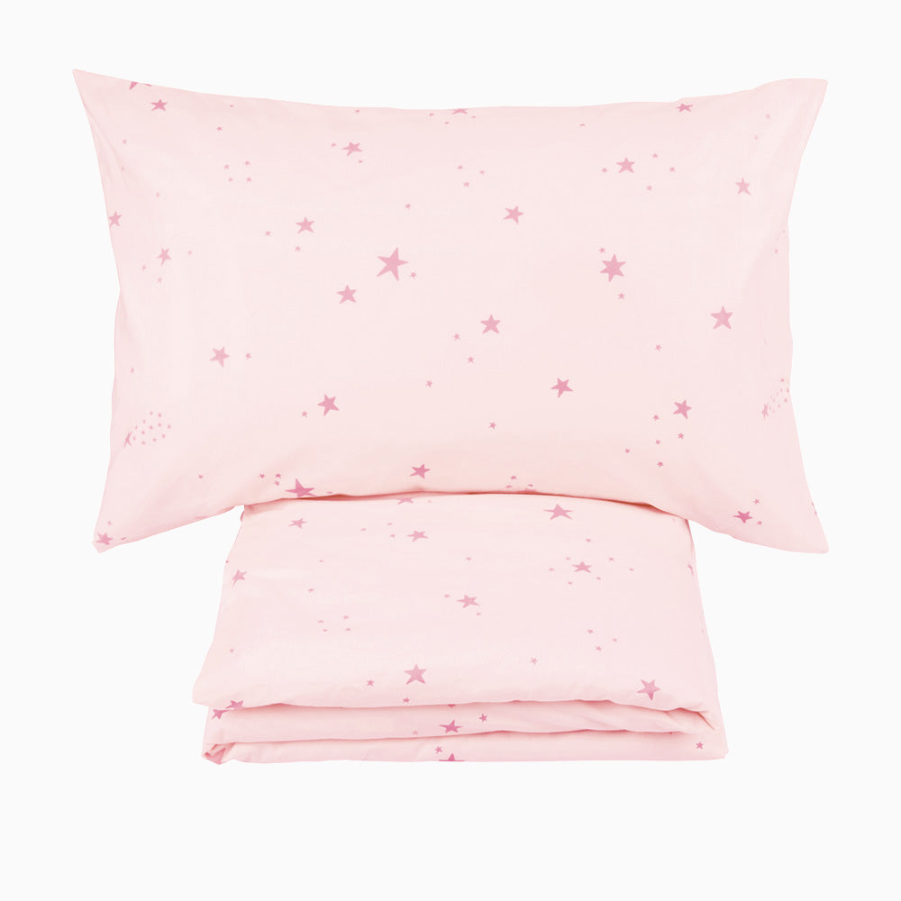 Pink Scattered Stars Bedding Set, Single