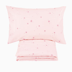 Pink Scattered Stars Bedding Set, Single
