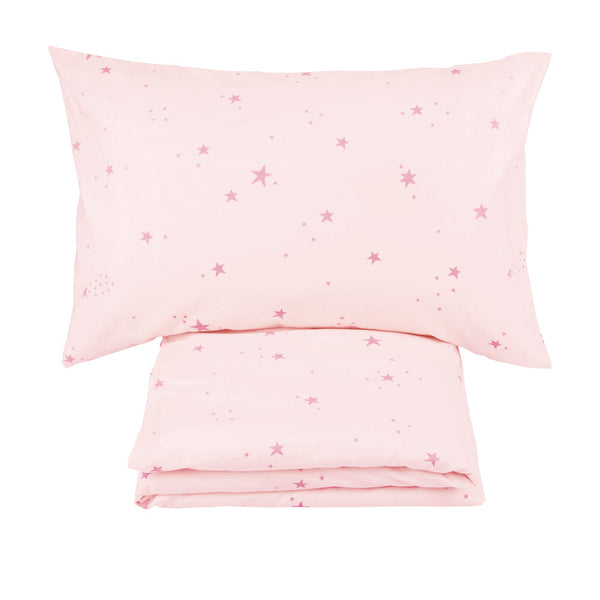 Pink Scattered Stars Bedding Set, Single