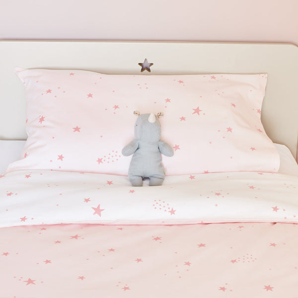 Pink Scattered Stars Bedding Set, Single