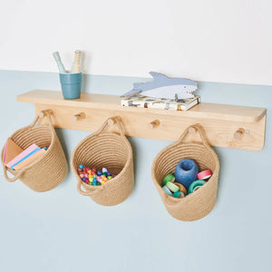 Wooden Peg Rail with Shelf, Natural