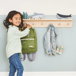 Wooden Peg Rail with Shelf, Natural	